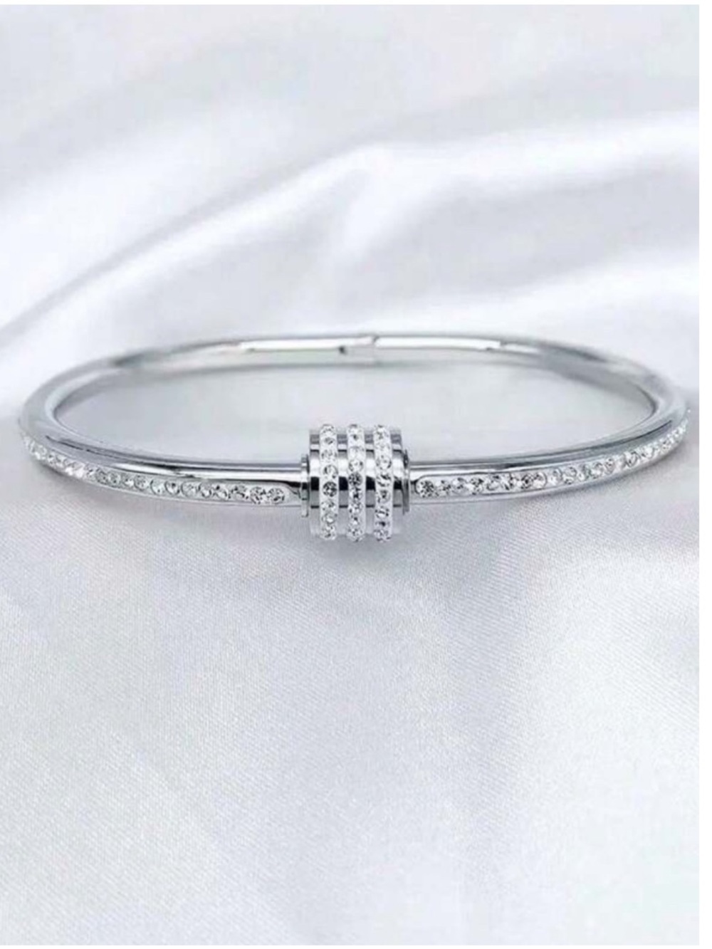 Silver Cubic Zirconia Bangle Bracelet